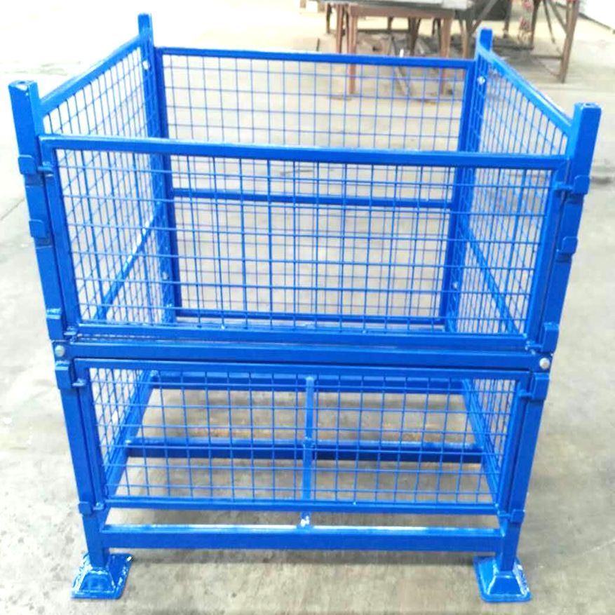 Industrial Warehouse Collapsible and Stackable Wire Mesh Pallet Box