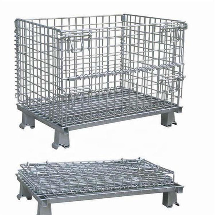 Heavy Duty Warehouse Storage Foldable Galvanized Metal Wire Mesh Container