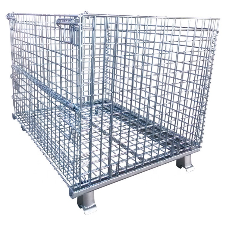 Heavy Duty Industrial Warehouse Bulk Mass Collapsible Steel Foldable Wire Mesh Container